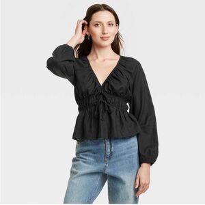 Universal Thread Long Sleeve Tie Front Blouse